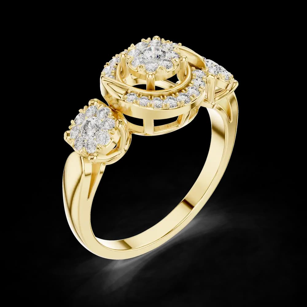 Swirled Triple Cluster Round Centre Lab Grown Diamond Ring - Image 5 Swirled Triple Cluster Round Centre Lab Grown Diamond Ring, view 5 of 6