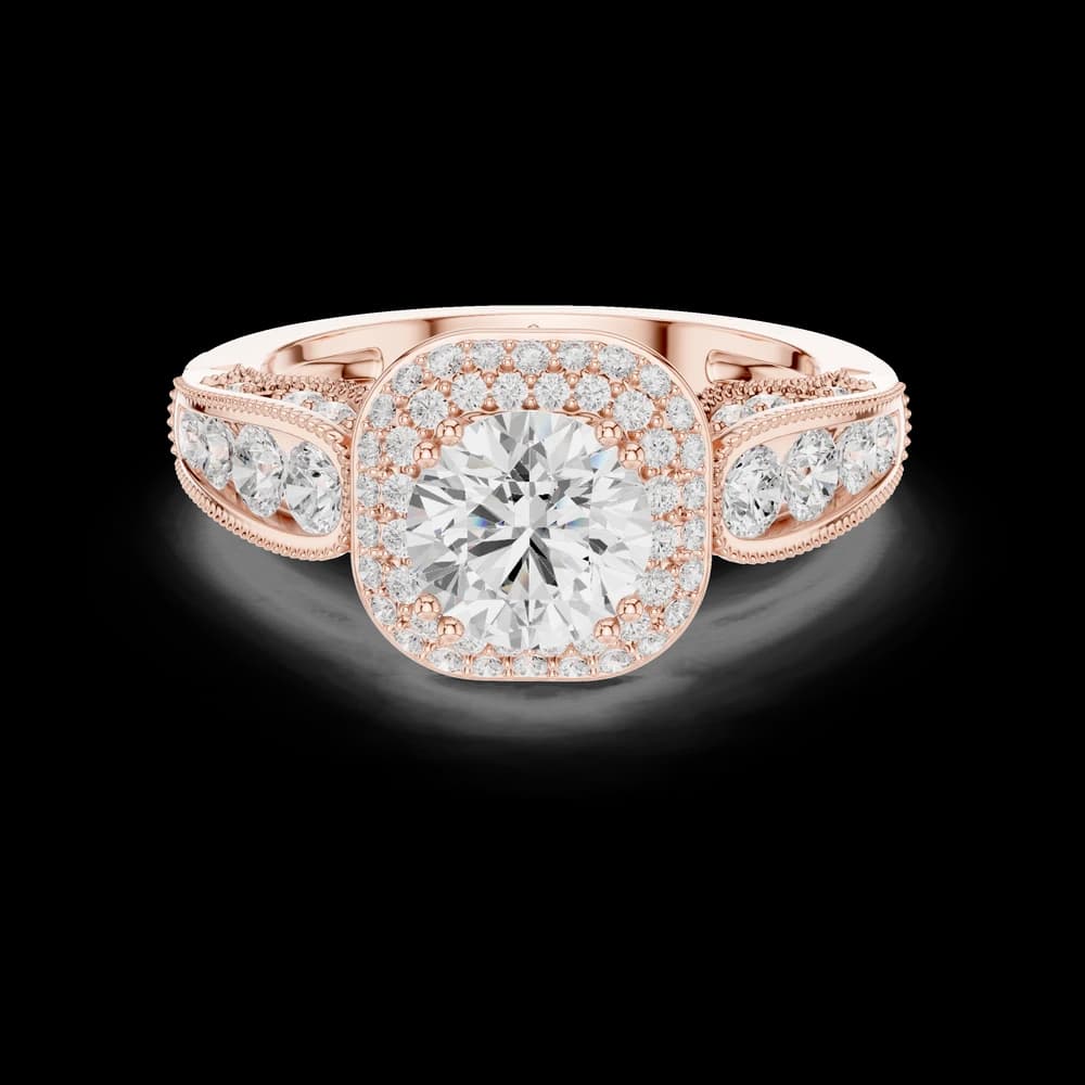 Vintage Double Halo Round Solitaire Ring - Image 1 Vintage Double Halo Round Solitaire Ring, view 1 of 6