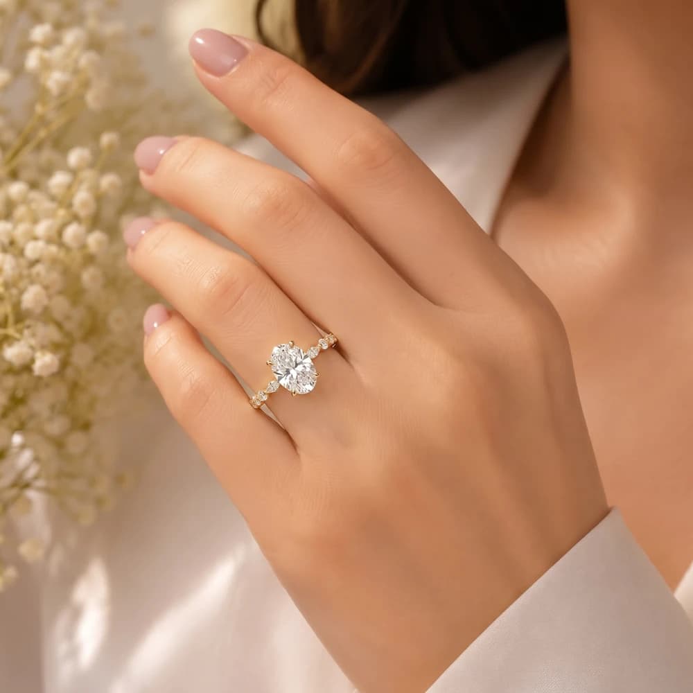 Oval Solitaire Alternate Marquise Lab Grown Diamond Ring - Image 2 Oval Solitaire Alternate Marquise Lab Grown Diamond Ring, view 2 of 6