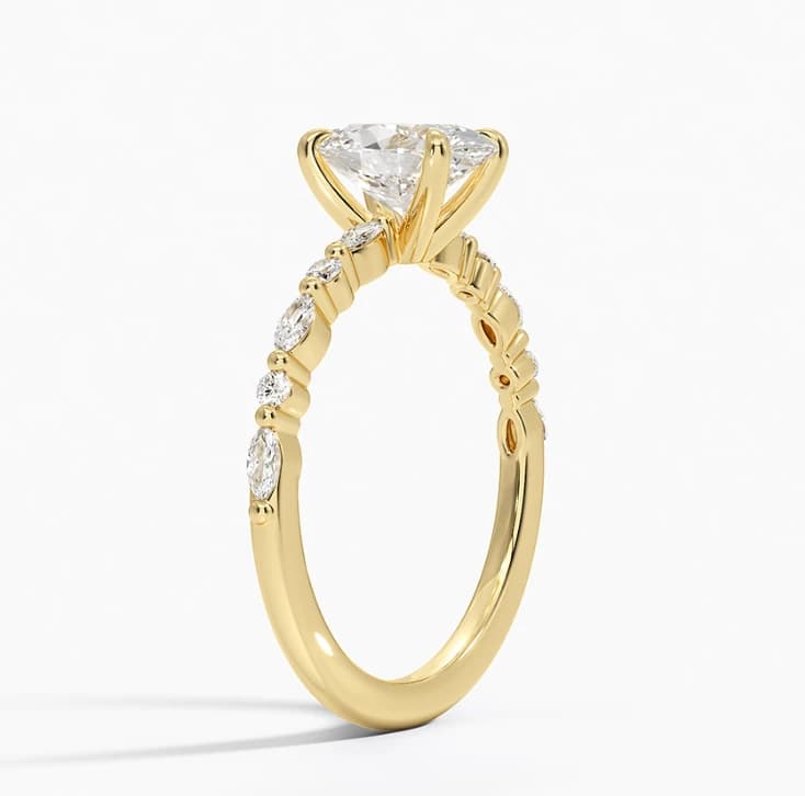 Oval Solitaire Alternate Marquise Lab Grown Diamond Ring - Image 3 Oval Solitaire Alternate Marquise Lab Grown Diamond Ring, view 3 of 6