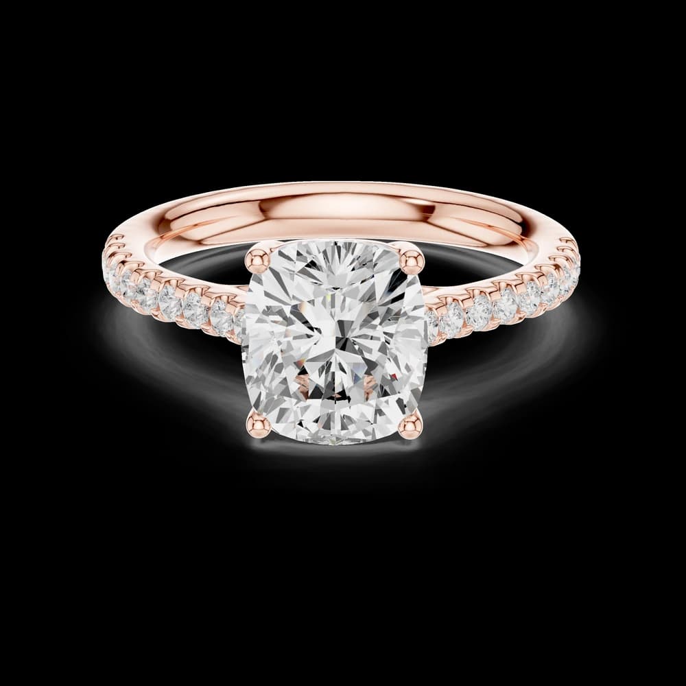 Cushion Cut Pave Lab Grown Diamond Ring - Image 1 Cushion Cut Pave Lab Grown Diamond Ring, view 1 of 6