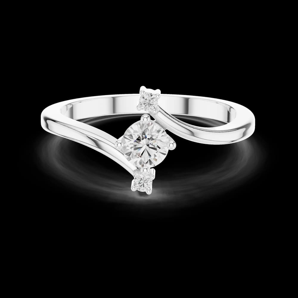 Curved Bypass Round Solitaire Ring - Image 2 Curved Bypass Round Solitaire Ring, view 2 of 6