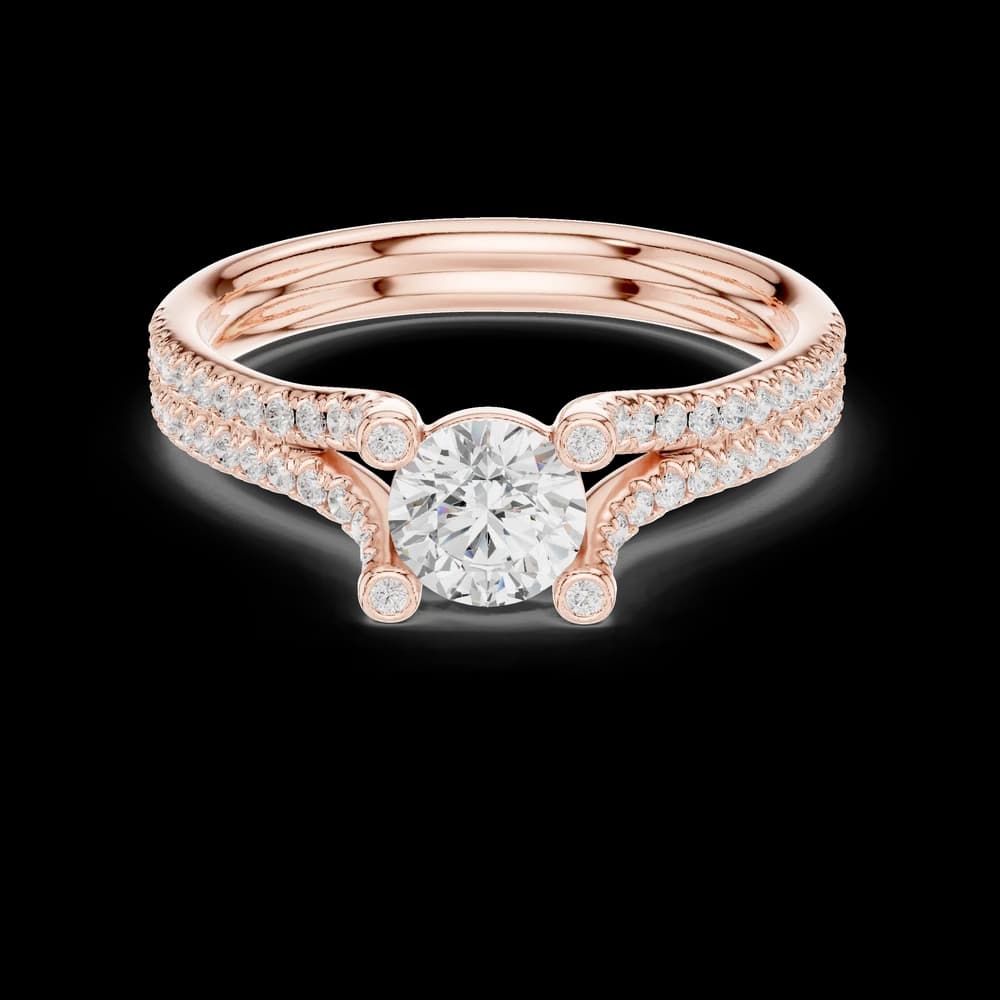 Round Cut Split Shank Lab grown diamond Ring - Image 1 Round Cut Split Shank Lab grown diamond Ring, view 1 of 1