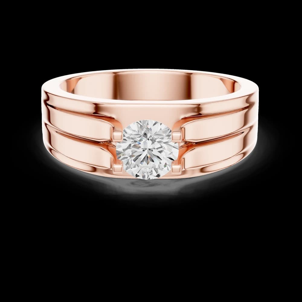 Dual Channel Semi-Bezel Diamond Men's Ring - Image 1 Dual Channel Semi-Bezel Diamond Men's Ring, view 1 of 6