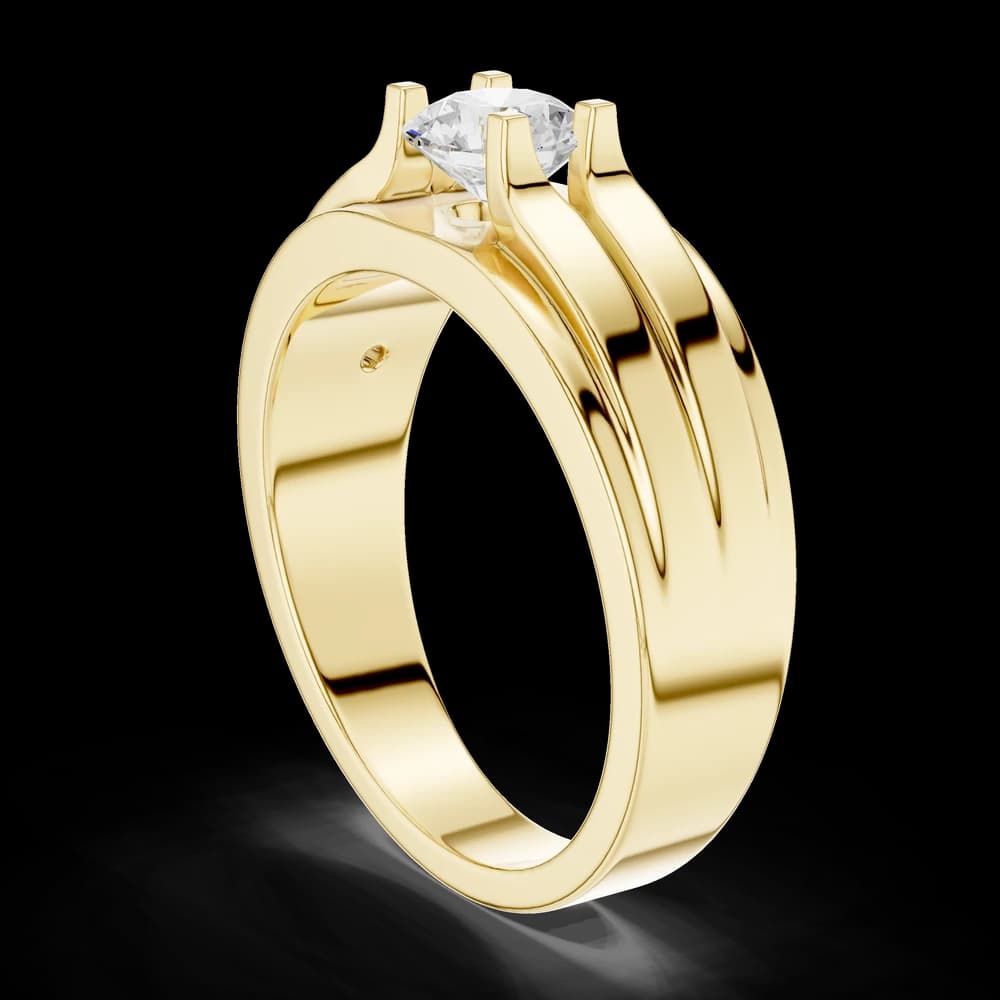 Dual Channel Semi-Bezel Diamond Men's Ring - Image 4 Dual Channel Semi-Bezel Diamond Men's Ring, view 4 of 6