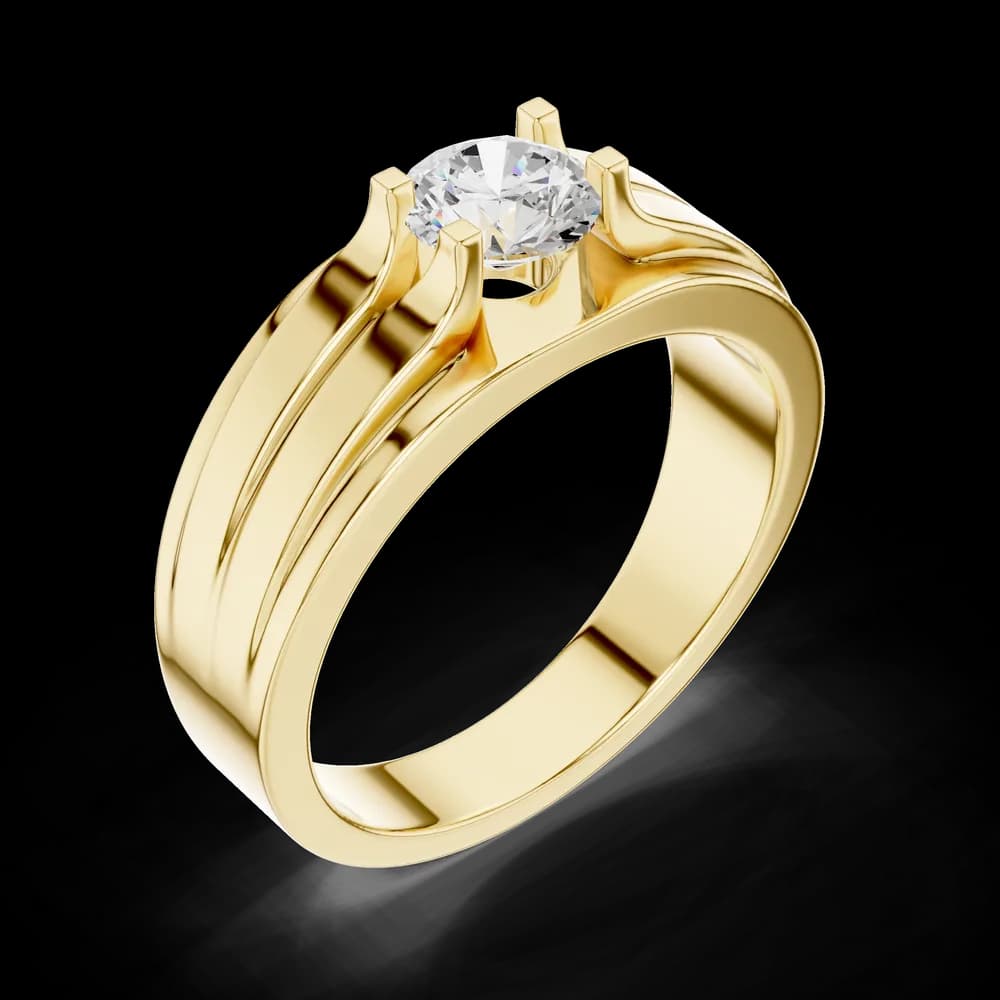 Dual Channel Semi-Bezel Diamond Men's Ring - Image 5 Dual Channel Semi-Bezel Diamond Men's Ring, view 5 of 6