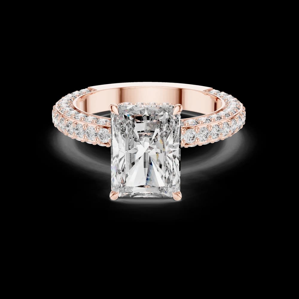 Dual Pave Band Radiant Lab Grown Diamond Ring - Image 1 Dual Pave Band Radiant Lab Grown Diamond Ring, view 1 of 6