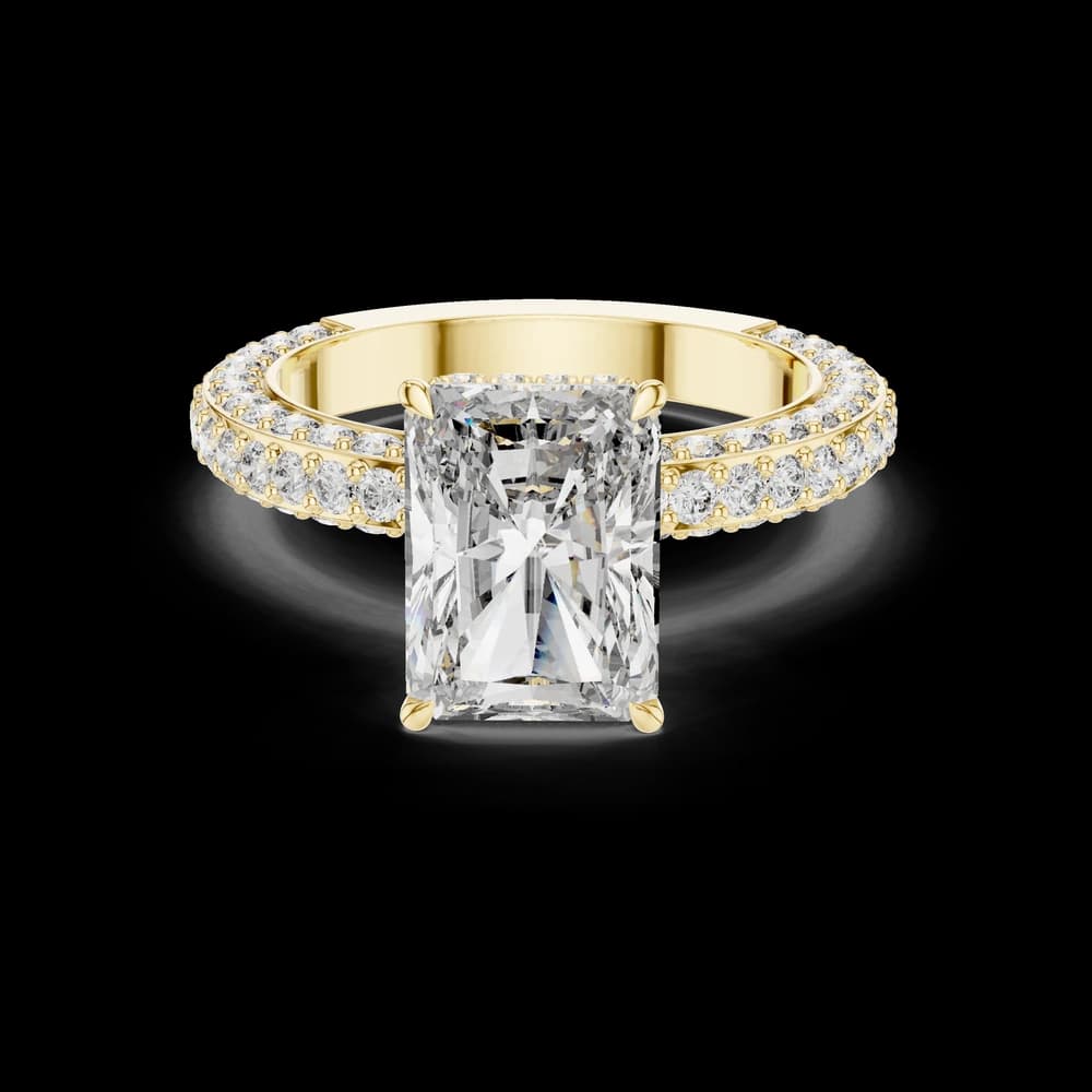 Dual Pave Band Radiant Lab Grown Diamond Ring - Image 3 Dual Pave Band Radiant Lab Grown Diamond Ring, view 3 of 6
