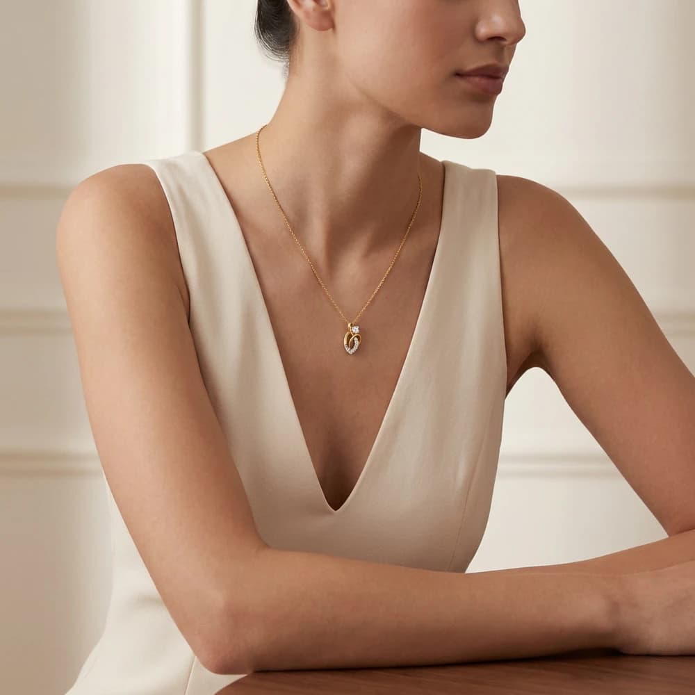 Art Deco Inspiration Lab Grown Diamond Pendant - Image 3 Art Deco Inspiration Lab Grown Diamond Pendant, view 3 of 5