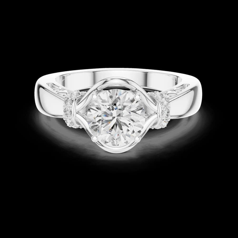 Ornate Pavé Round Lab Grown Diamond Ring - Image 2 Ornate Pavé Round Lab Grown Diamond Ring, view 2 of 5