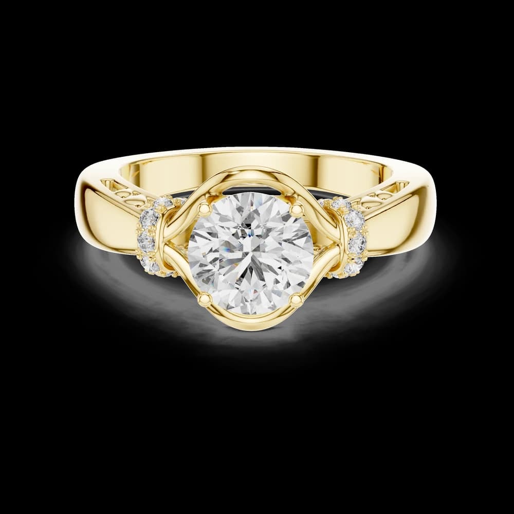 Ornate Pavé Round Lab Grown Diamond Ring - Image 3 Ornate Pavé Round Lab Grown Diamond Ring, view 3 of 5