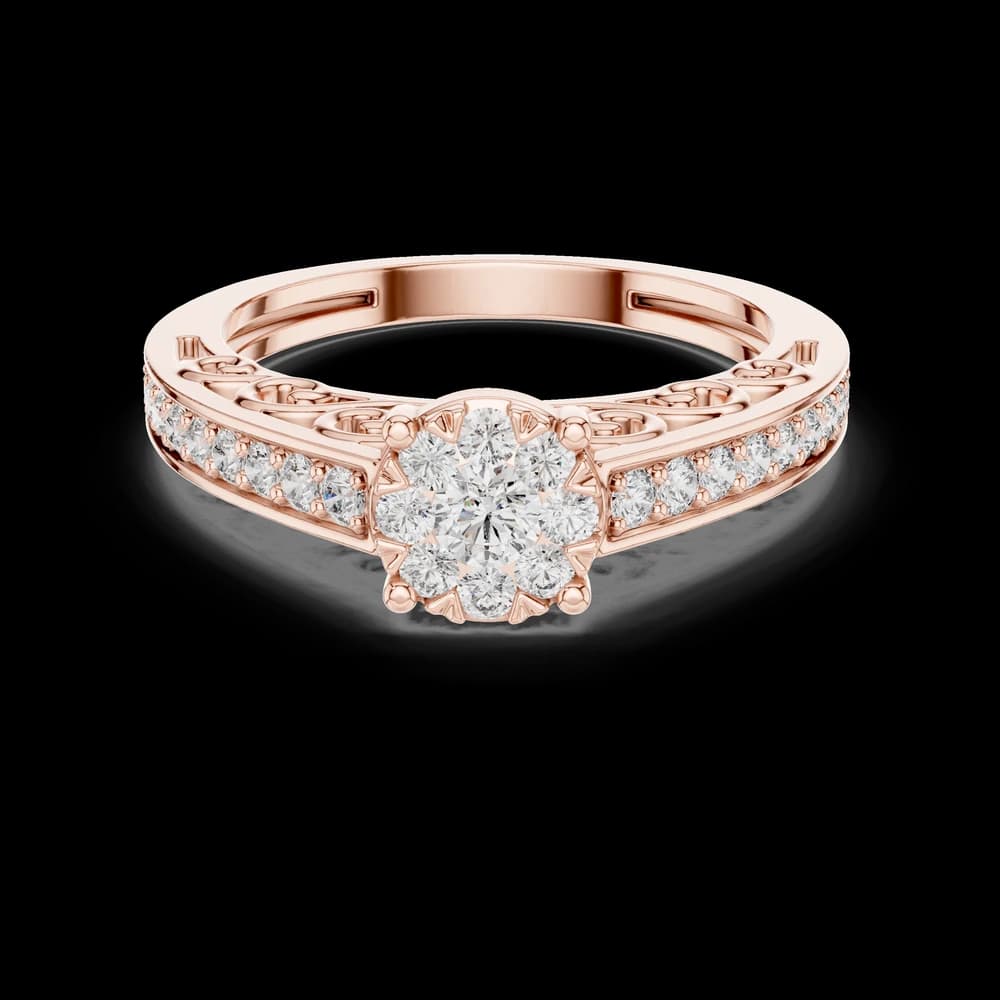 Filigree Detailed Halo Lab Grown Diamond Ring - Image 1 Filigree Detailed Halo Lab Grown Diamond Ring, view 1 of 6