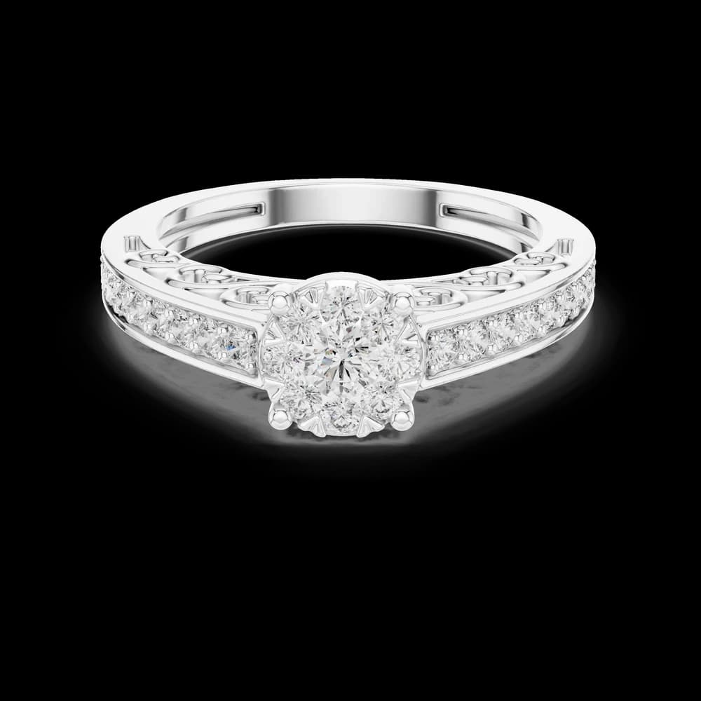 Filigree Detailed Halo Lab Grown Diamond Ring - Image 2 Filigree Detailed Halo Lab Grown Diamond Ring, view 2 of 6