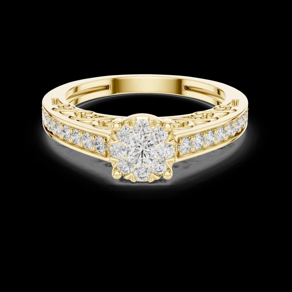 Filigree Detailed Halo Lab Grown Diamond Ring - Image 3 Filigree Detailed Halo Lab Grown Diamond Ring, view 3 of 6