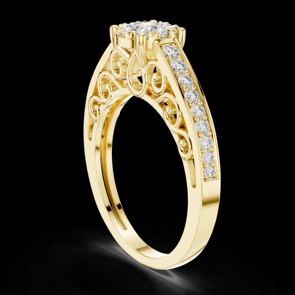 Filigree Detailed Halo Lab Grown Diamond Ring - Image 4 Filigree Detailed Halo Lab Grown Diamond Ring, view 4 of 6