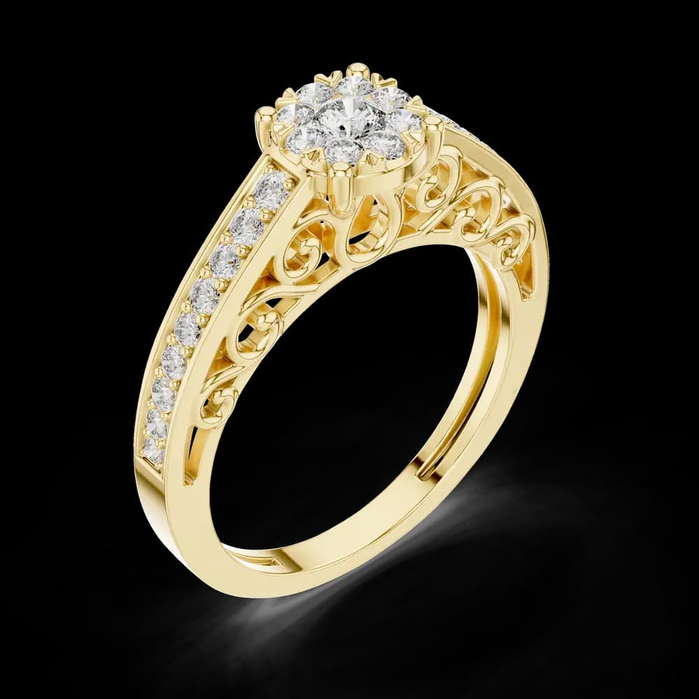 Filigree Detailed Halo Lab Grown Diamond Ring - Image 5 Filigree Detailed Halo Lab Grown Diamond Ring, view 5 of 6