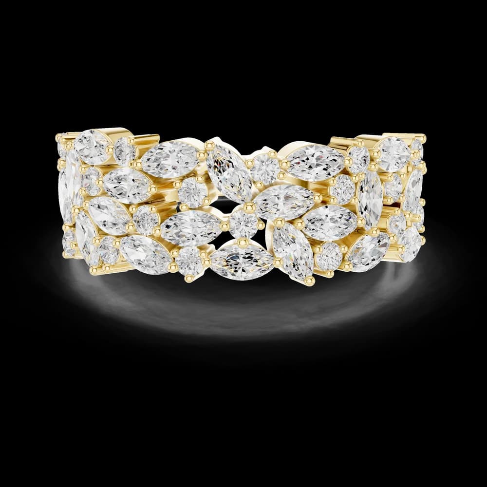 Wide Marquise & Round Cluster Diamond Eternity Band - Image 3 Wide Marquise & Round Cluster Diamond Eternity Band, view 3 of 6