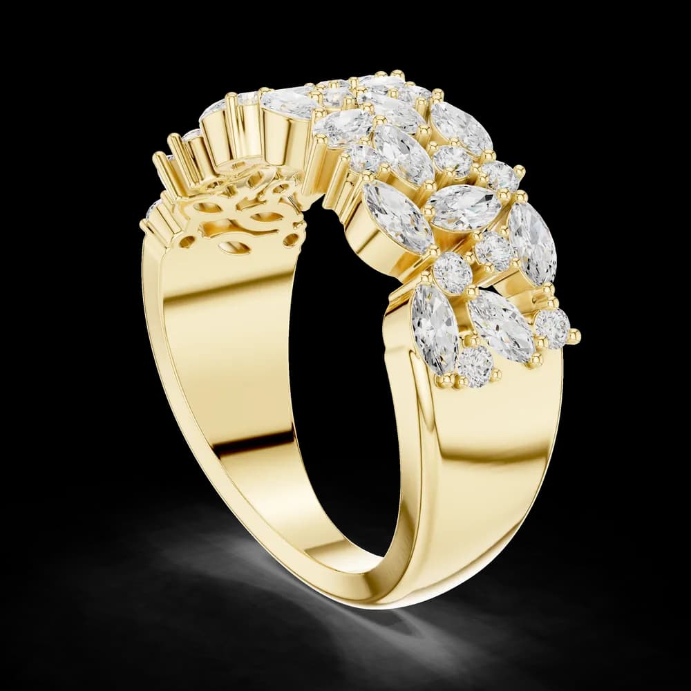 Wide Marquise & Round Cluster Diamond Eternity Band - Image 4 Wide Marquise & Round Cluster Diamond Eternity Band, view 4 of 6