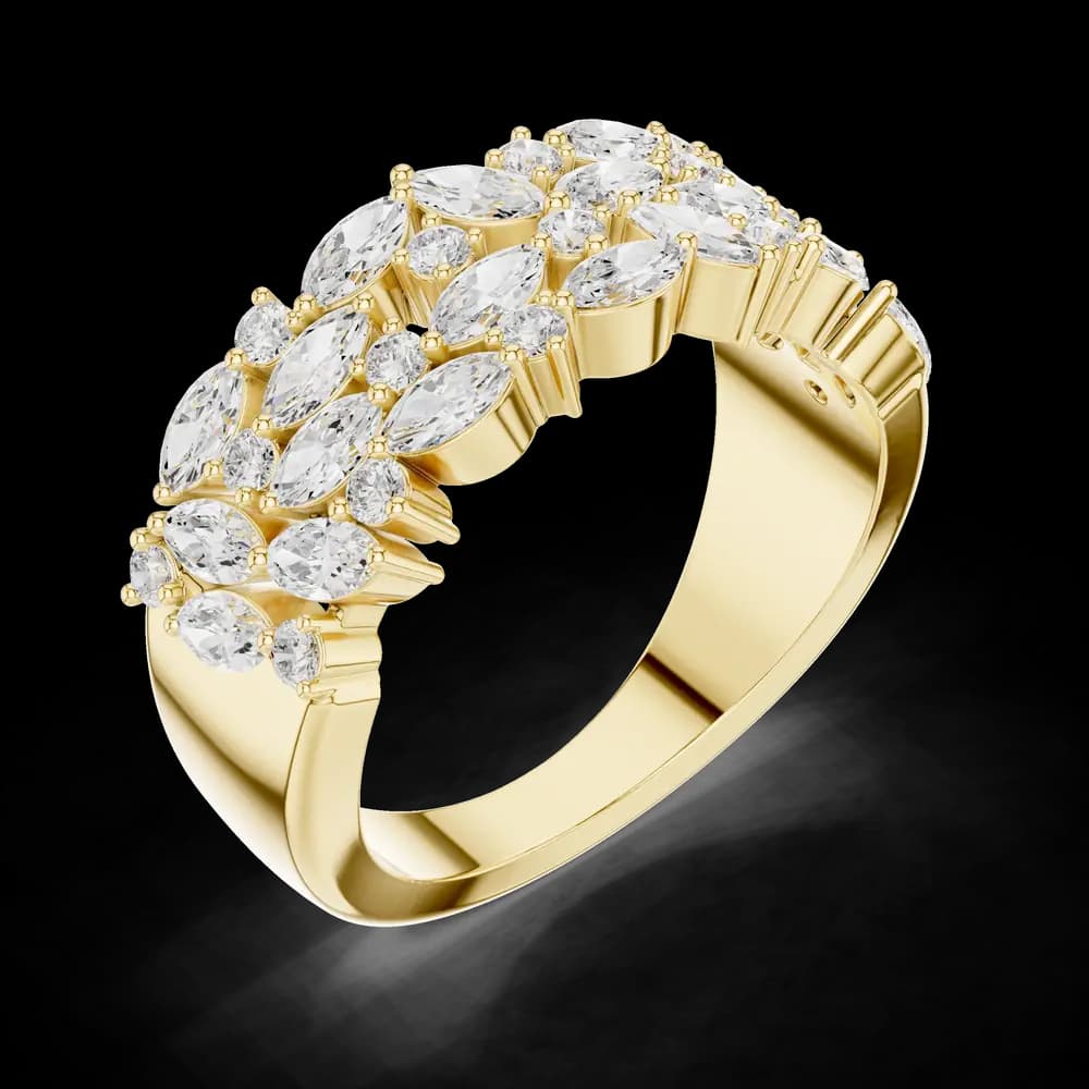 Wide Marquise & Round Cluster Diamond Eternity Band - Image 5 Wide Marquise & Round Cluster Diamond Eternity Band, view 5 of 6
