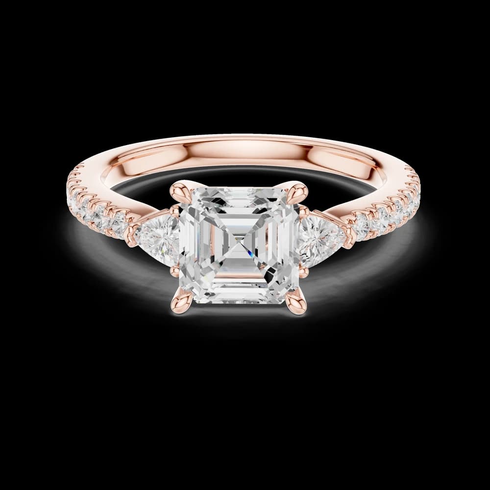 Asscher Pear Side Pave Lab Grown Diamond Ring - Image 1 Asscher Pear Side Pave Lab Grown Diamond Ring, view 1 of 6