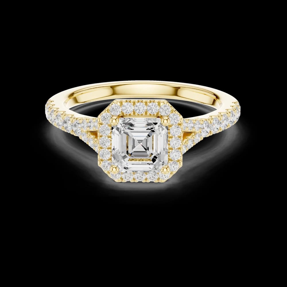 Split Shank Halo Asscher Lab Grown Diamond Ring - Image 3 Split Shank Halo Asscher Lab Grown Diamond Ring, view 3 of 6