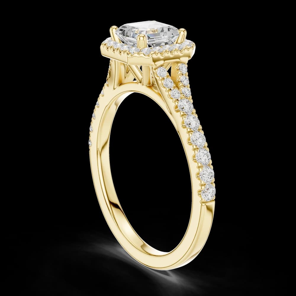 Split Shank Halo Asscher Lab Grown Diamond Ring - Image 4 Split Shank Halo Asscher Lab Grown Diamond Ring, view 4 of 6