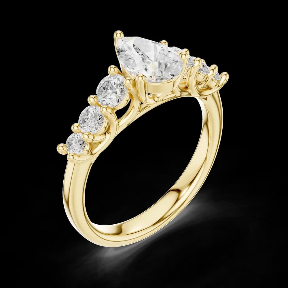 Aurora Pear Cut Cathedral Lab Grown Diamond Ring - Image 5 Aurora Pear Cut Cathedral Lab Grown Diamond Ring, view 5 of 6