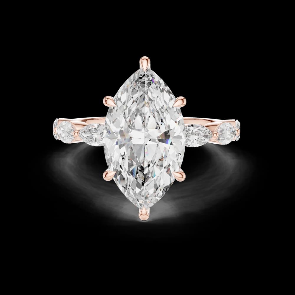Marquise Cut Pear Accent Lab Grown Ring - Image 1 Marquise Cut Pear Accent Lab Grown Ring, view 1 of 6
