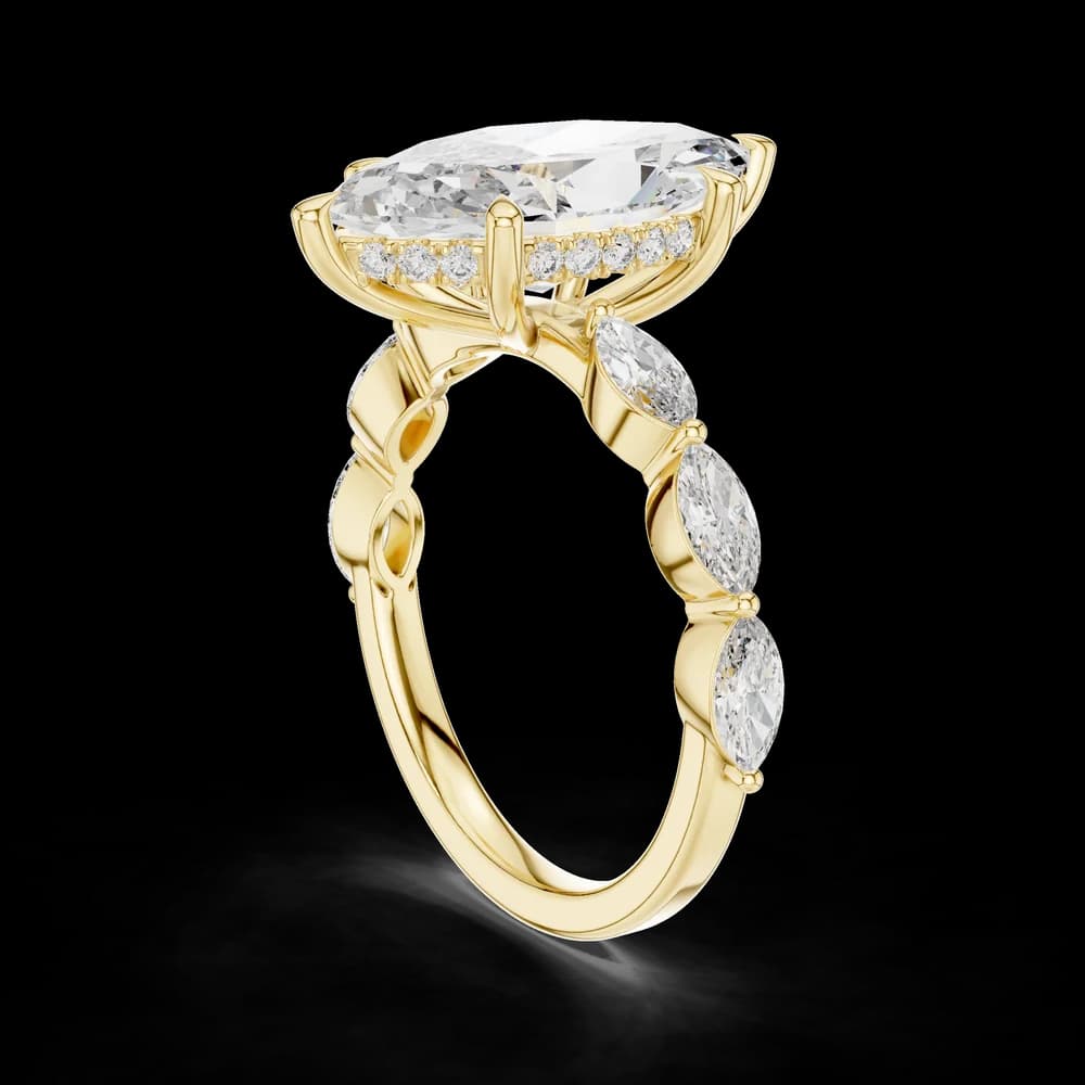 Marquise Cut Pear Accent Lab Grown Ring - Image 4 Marquise Cut Pear Accent Lab Grown Ring, view 4 of 6