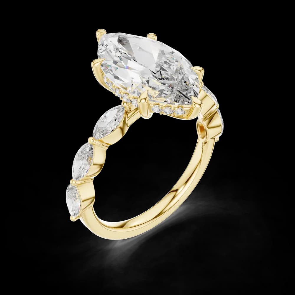 Marquise Cut Pear Accent Lab Grown Ring - Image 5 Marquise Cut Pear Accent Lab Grown Ring, view 5 of 6