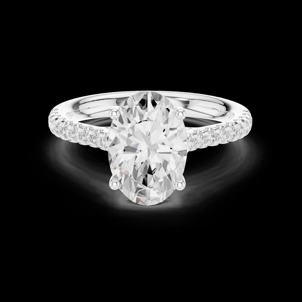 Oval Pave Accent Lab Grown Ring - Image 3 Oval Pave Accent Lab Grown Ring, view 3 of 12