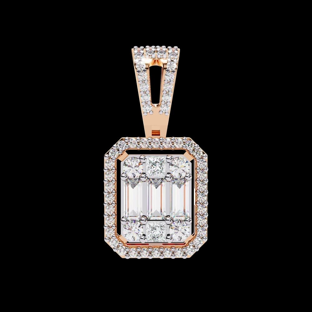 Baguette and Round Lab Grown Diamond Pendant - Image 1 Baguette and Round Lab Grown Diamond Pendant, view 1 of 22