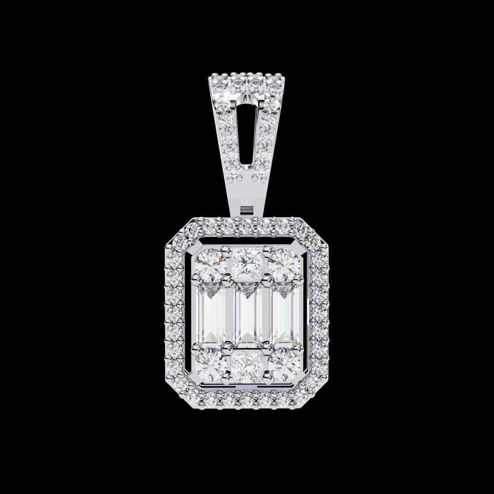 Baguette and Round Lab Grown Diamond Pendant - Image 12 Baguette and Round Lab Grown Diamond Pendant, view 12 of 22