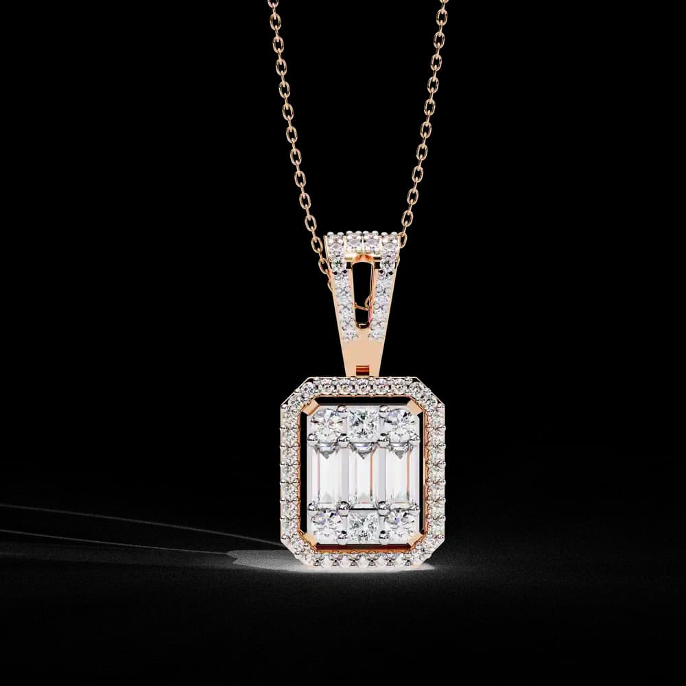 Baguette and Round Lab Grown Diamond Pendant - Image 13 Baguette and Round Lab Grown Diamond Pendant, view 13 of 22