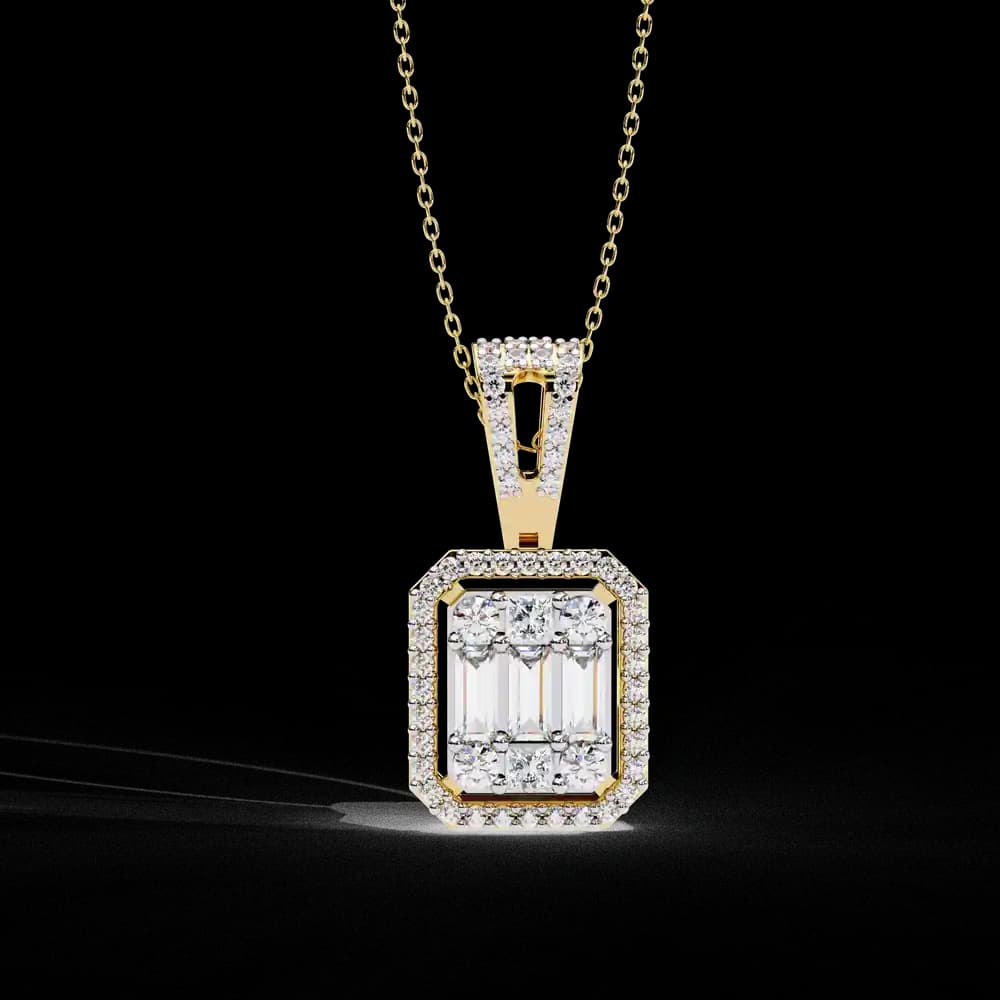 Baguette and Round Lab Grown Diamond Pendant - Image 14 Baguette and Round Lab Grown Diamond Pendant, view 14 of 22
