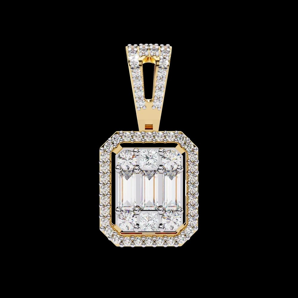 Baguette and Round Lab Grown Diamond Pendant - Image 16 Baguette and Round Lab Grown Diamond Pendant, view 16 of 22