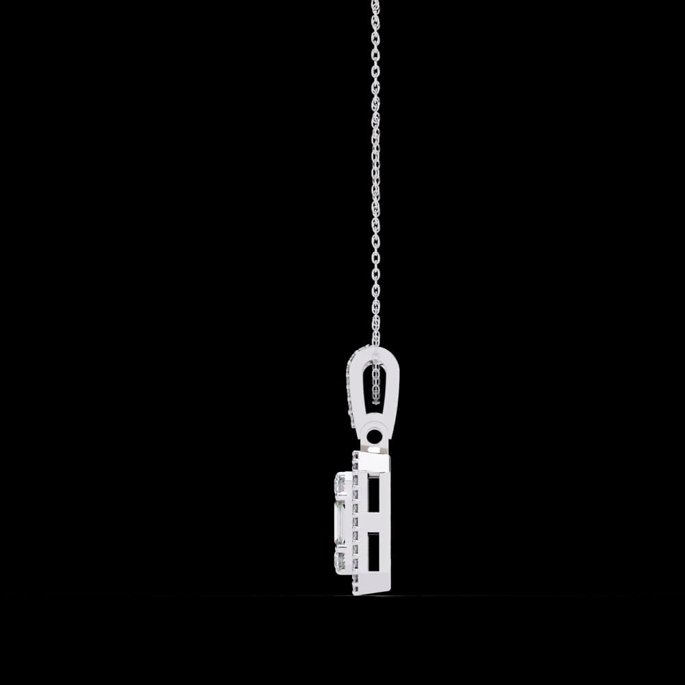 Baguette and Round Lab Grown Diamond Pendant - Image 3 Baguette and Round Lab Grown Diamond Pendant, view 3 of 22