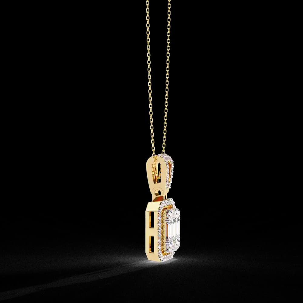 Baguette and Round Lab Grown Diamond Pendant - Image 5 Baguette and Round Lab Grown Diamond Pendant, view 5 of 22