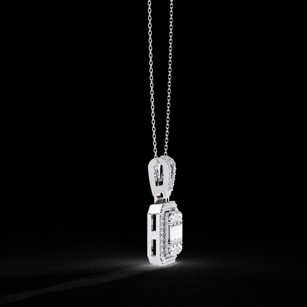 Baguette and Round Lab Grown Diamond Pendant - Image 6 Baguette and Round Lab Grown Diamond Pendant, view 6 of 22