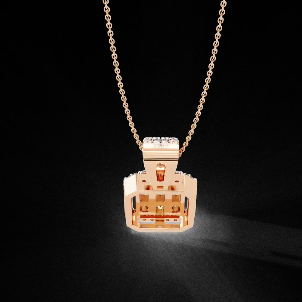 Baguette and Round Lab Grown Diamond Pendant - Image 8 Baguette and Round Lab Grown Diamond Pendant, view 8 of 22