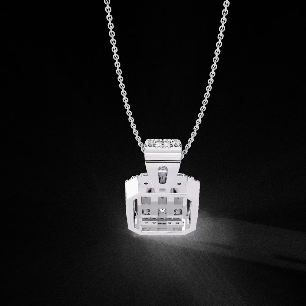 Baguette and Round Lab Grown Diamond Pendant - Image 9 Baguette and Round Lab Grown Diamond Pendant, view 9 of 22