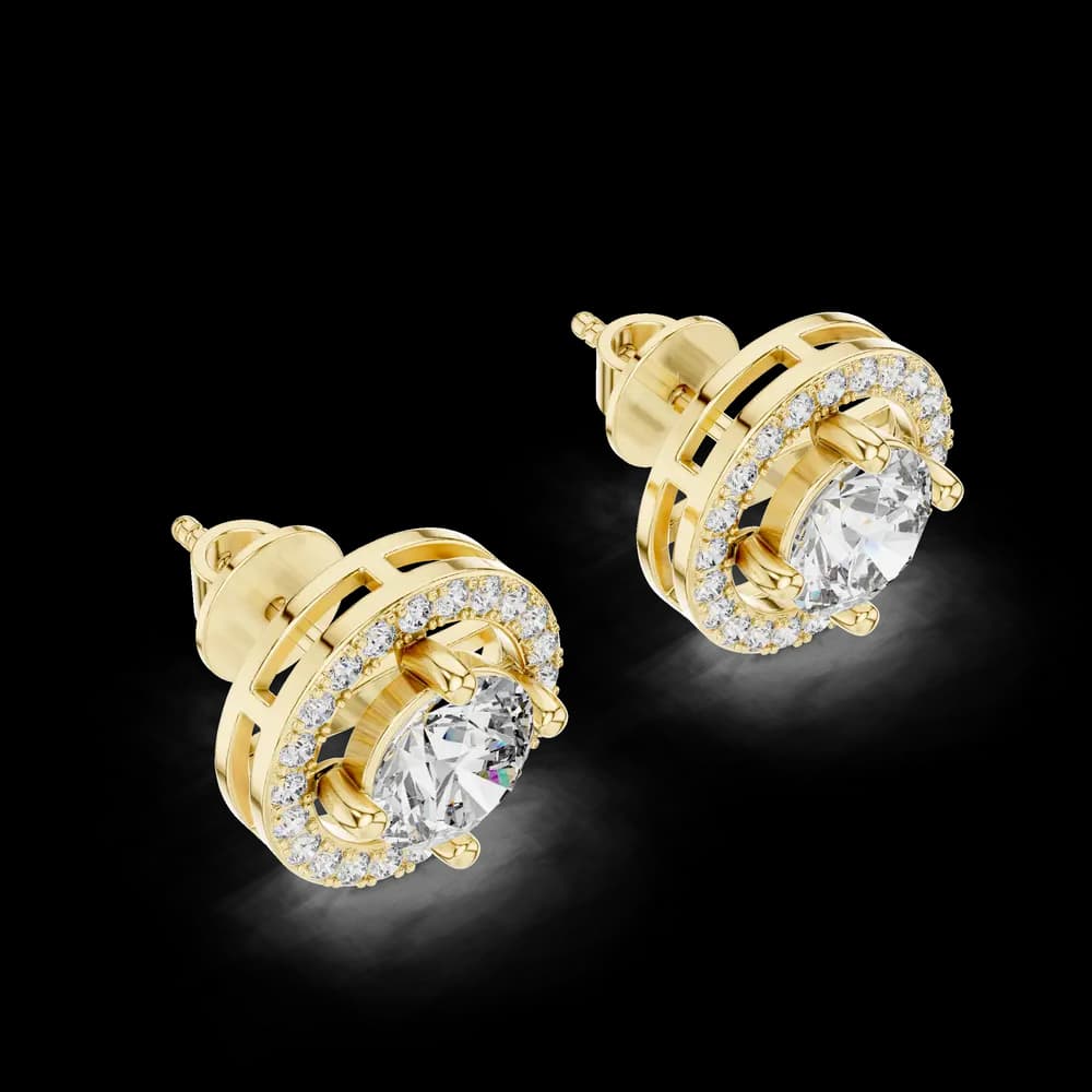 Beautiful Round Design Lab Grown Diamond Earrings - Image 2 Beautiful Round Design Lab Grown Diamond Earrings, view 2 of 3