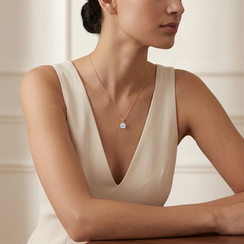Beautiful Round Brilliant Lab Grown Diamond Pendant - Image 2 Beautiful Round Brilliant Lab Grown Diamond Pendant, view 2 of 5