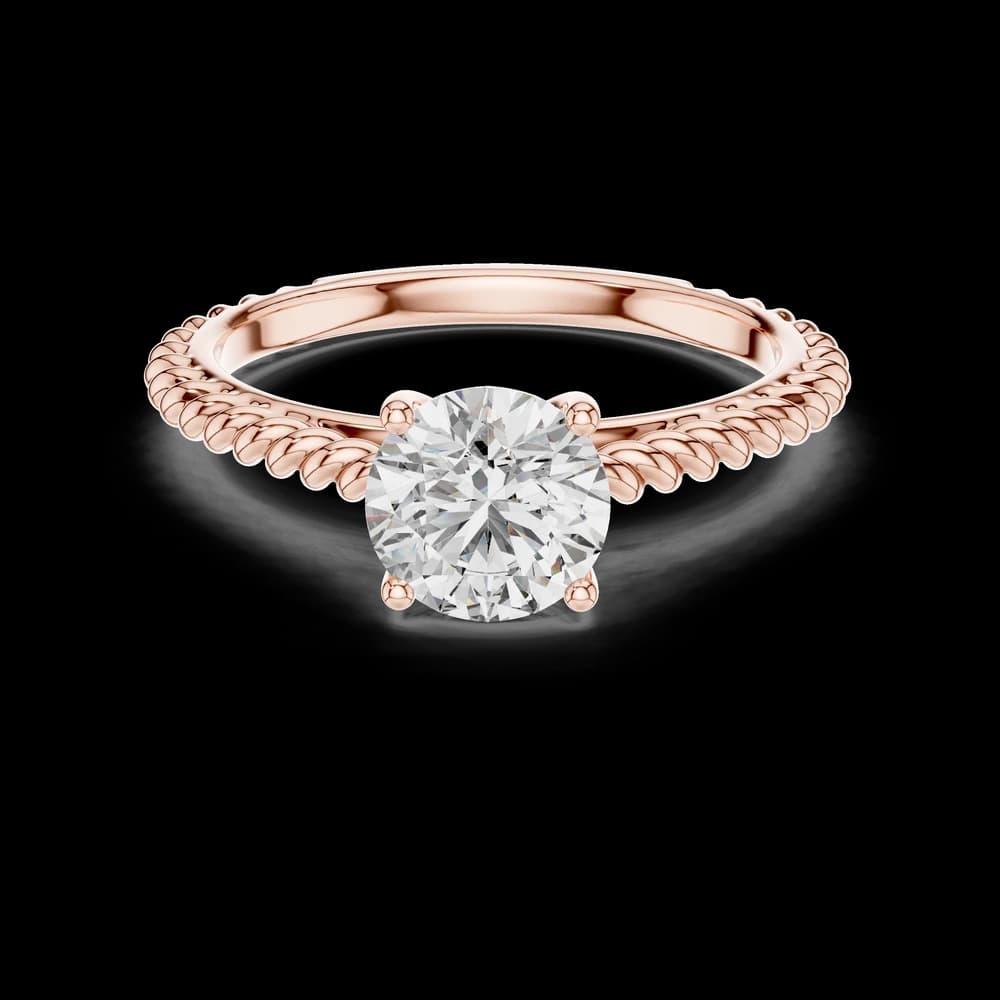 Round Solitaire Rope Band Lab Grown Ring - Image 1 Round Solitaire Rope Band Lab Grown Ring, view 1 of 2