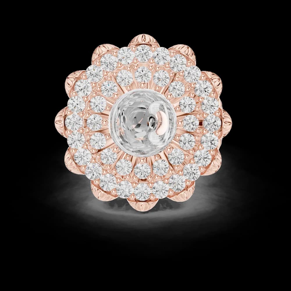 Ornate Floral Cocktail Lab Grown Diamond Ring - Image 1 Ornate Floral Cocktail Lab Grown Diamond Ring, view 1 of 6
