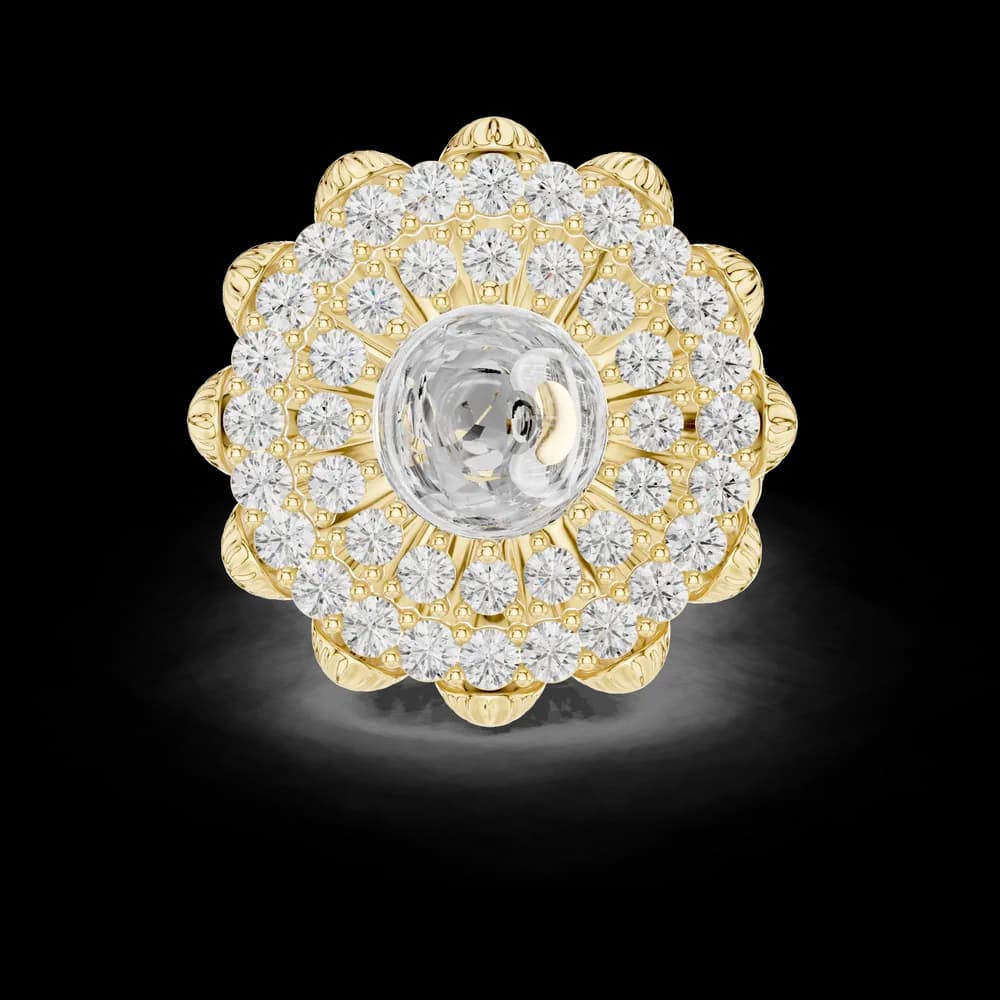 Ornate Floral Cocktail Lab Grown Diamond Ring - Image 3 Ornate Floral Cocktail Lab Grown Diamond Ring, view 3 of 6