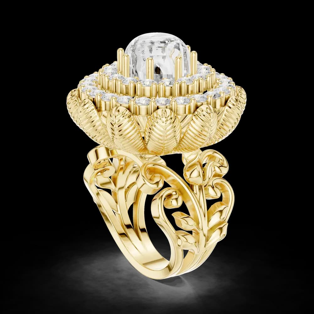 Ornate Floral Cocktail Lab Grown Diamond Ring - Image 4 Ornate Floral Cocktail Lab Grown Diamond Ring, view 4 of 6