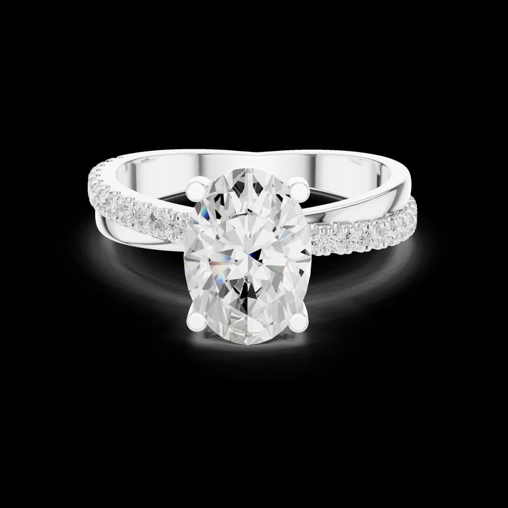 Oval Brilliant Cut Diamond Pavé Ring - Image 2 Oval Brilliant Cut Diamond Pavé Ring, view 2 of 6