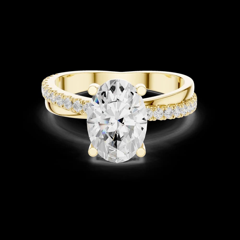 Oval Brilliant Cut Diamond Pavé Ring - Image 3 Oval Brilliant Cut Diamond Pavé Ring, view 3 of 6