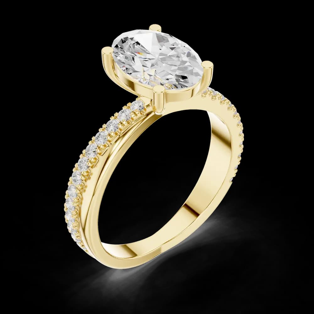 Oval Brilliant Cut Diamond Pavé Ring - Image 5 Oval Brilliant Cut Diamond Pavé Ring, view 5 of 6